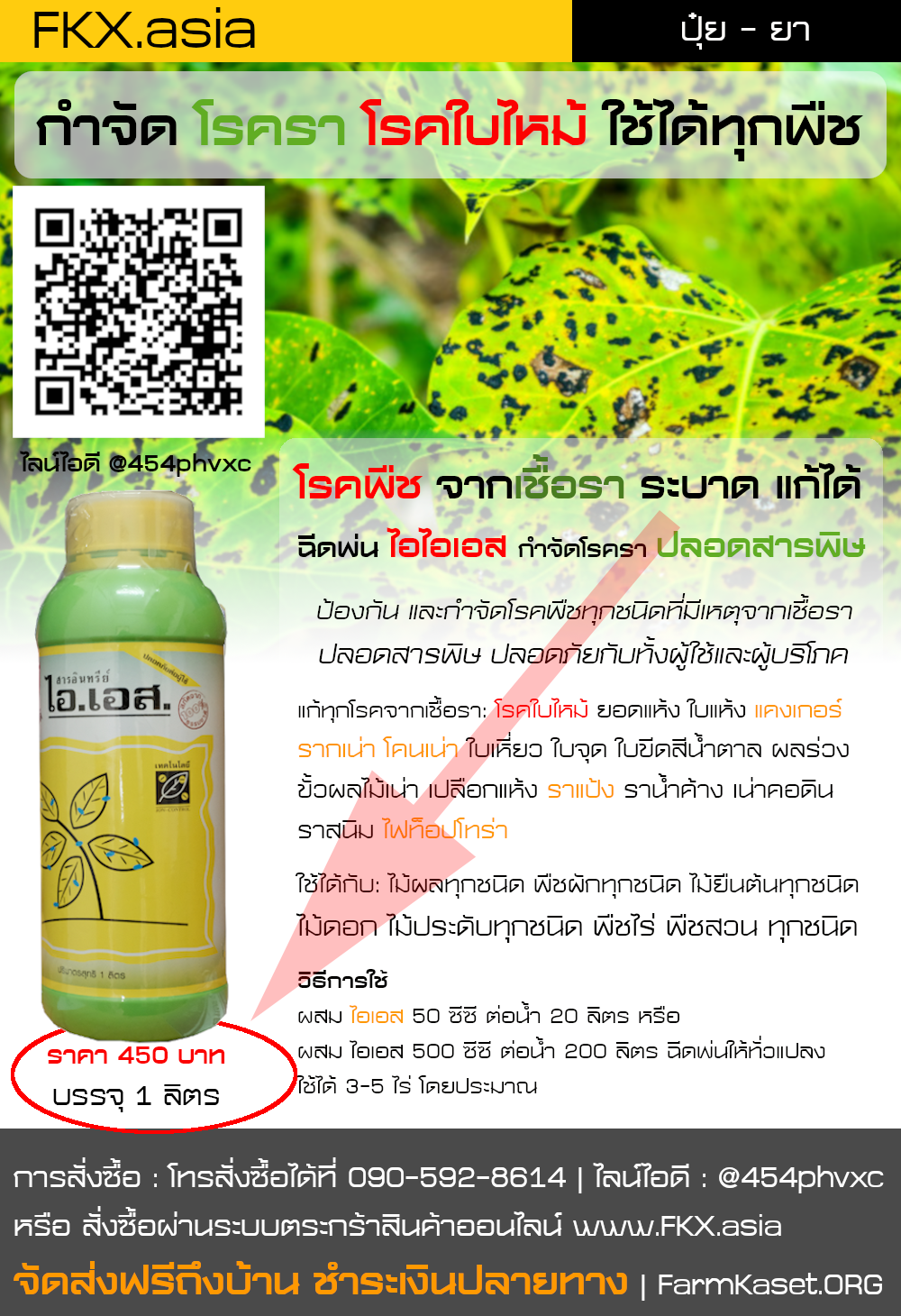 ยาอินทรีย์ แก้โรครา แก้โรคใบไหม้ ไอเอส ขนาด 1 ลิตร