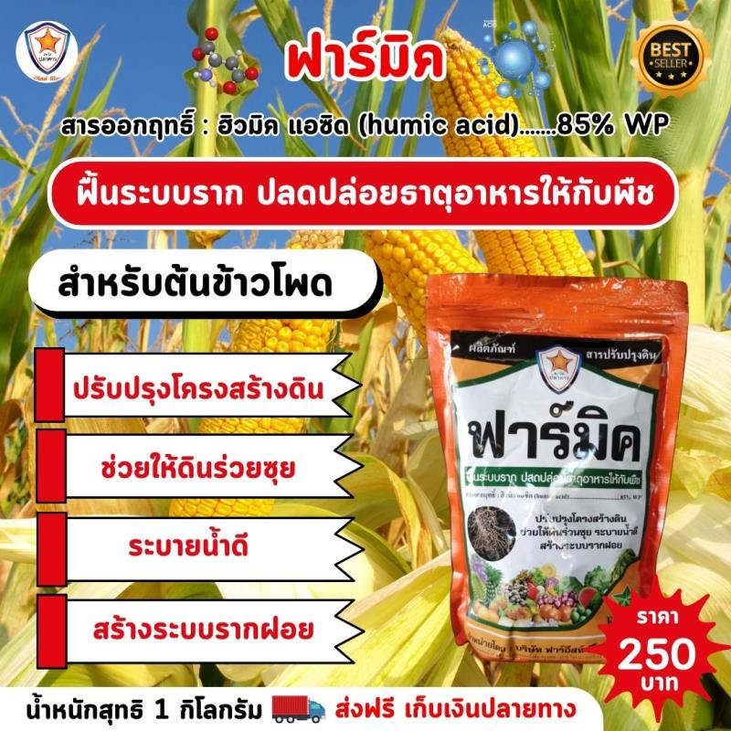 ฮิวมิค แอซิด ฟาร์มิค ฟื้นระบบราก ปลดปล่อยธาตุอาหารไห้กับพืช ปรับปรุงโครงสร้างดิน ช่วยไห้ดินร่วยซุย ระบายน้ำดี สร้างระบบรากฝอย สำหรับฉีดพ่น ต้นข้าวโพด