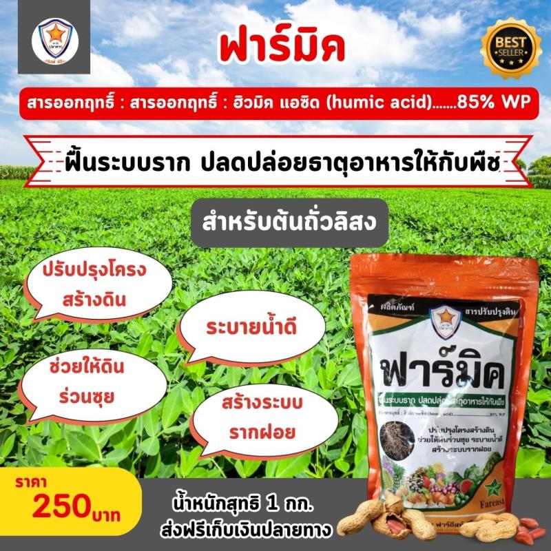  ฟาร์มิค สารฮิวมิค แอซิด ฟื้นระบบราก ปลดปล่อยธาตุอาหาร ปรับปรุงโครงสร้างดิน สำหรับต้นถั่วลิสง