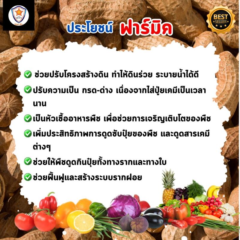  ฟาร์มิค สารฮิวมิค แอซิด ฟื้นระบบราก ปลดปล่อยธาตุอาหาร ปรับปรุงโครงสร้างดิน สำหรับต้นถั่วลิสง