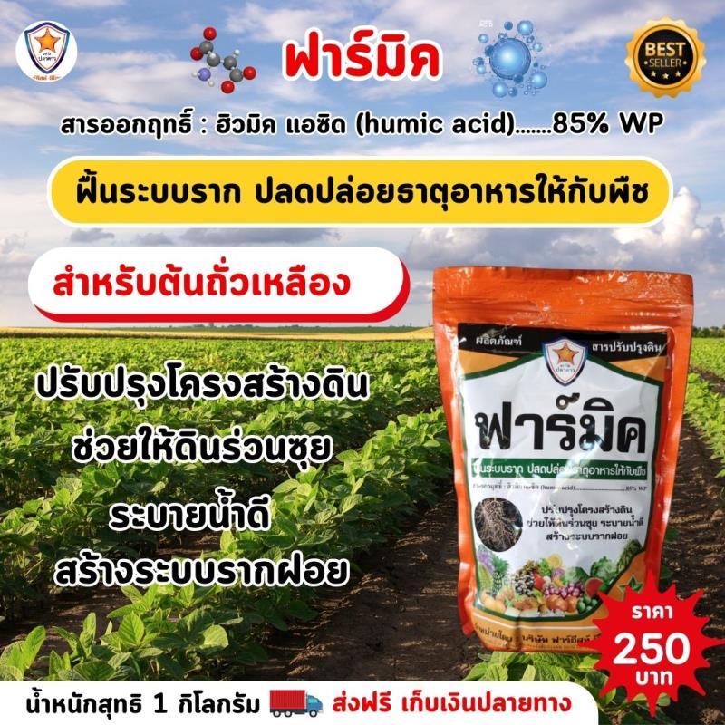 ฮิวมิค แอซิด: ฟาร์มิค ที่ทำให้ดินร่วยซุยและพืชเจริญเติบโต สำหรับต้นถั่วเหลือง