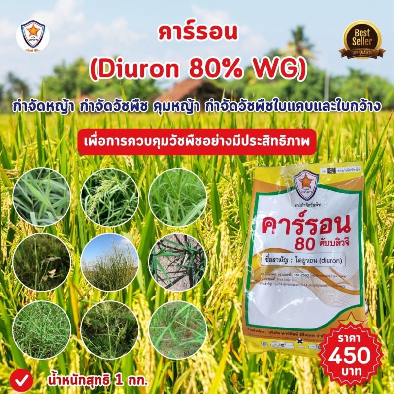 การควบคุมวัชพืชด้วยคาร์รอน (Diuron 80% WG) ในนาข้าว